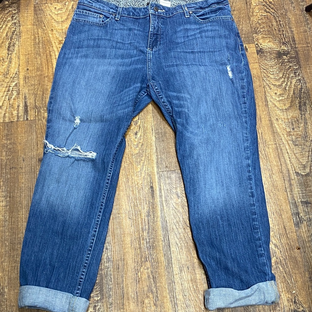 Harley-Davidson size 31 Distressed Blue Cropped Jeans destroyed stretch curvy‎